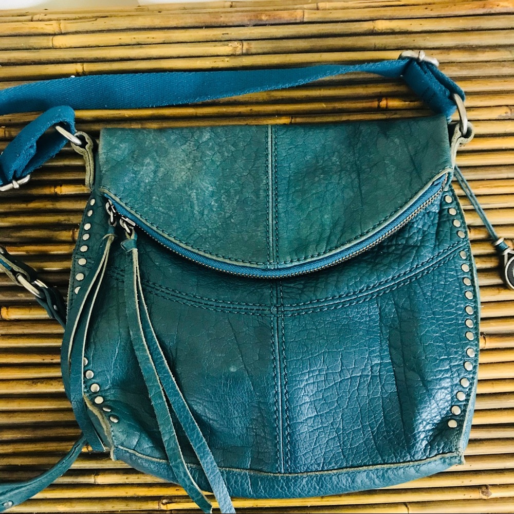 The Sak Teal Leather Crossbody Purse Medium Bag - Picture 3 of 8
